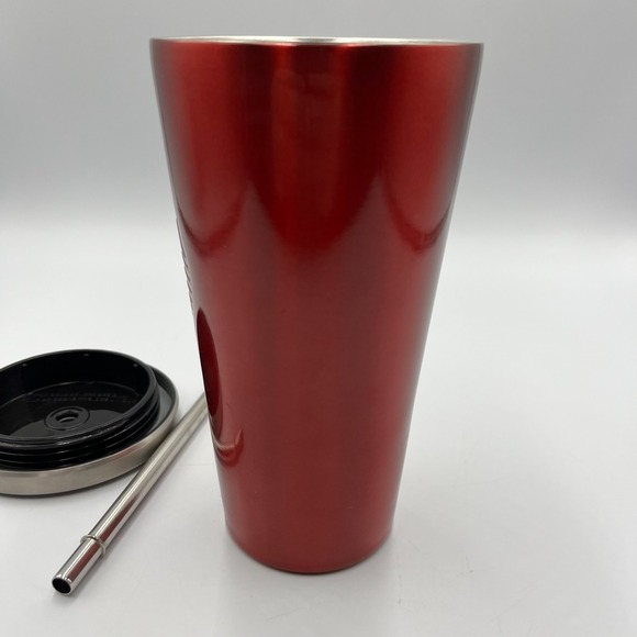 Starbucks Stainless Steel 16 oz Tumbler‎ Ruby Red with Silver Lid  & Straw Metal - Picture 12 of 16